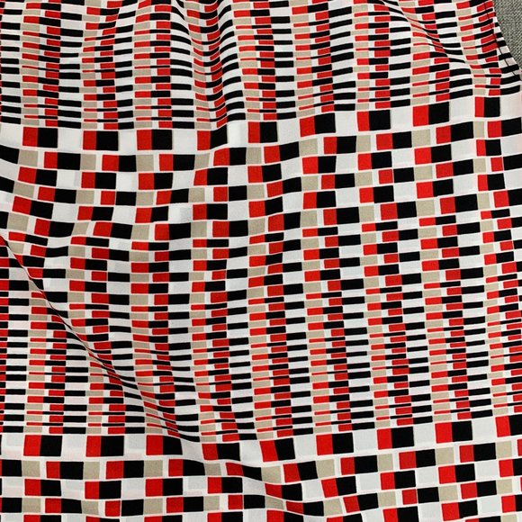 Black Label by Evan Picone Sleeveless Blouse Medium Red Black White Pleated Neck - Picture 12 of 13